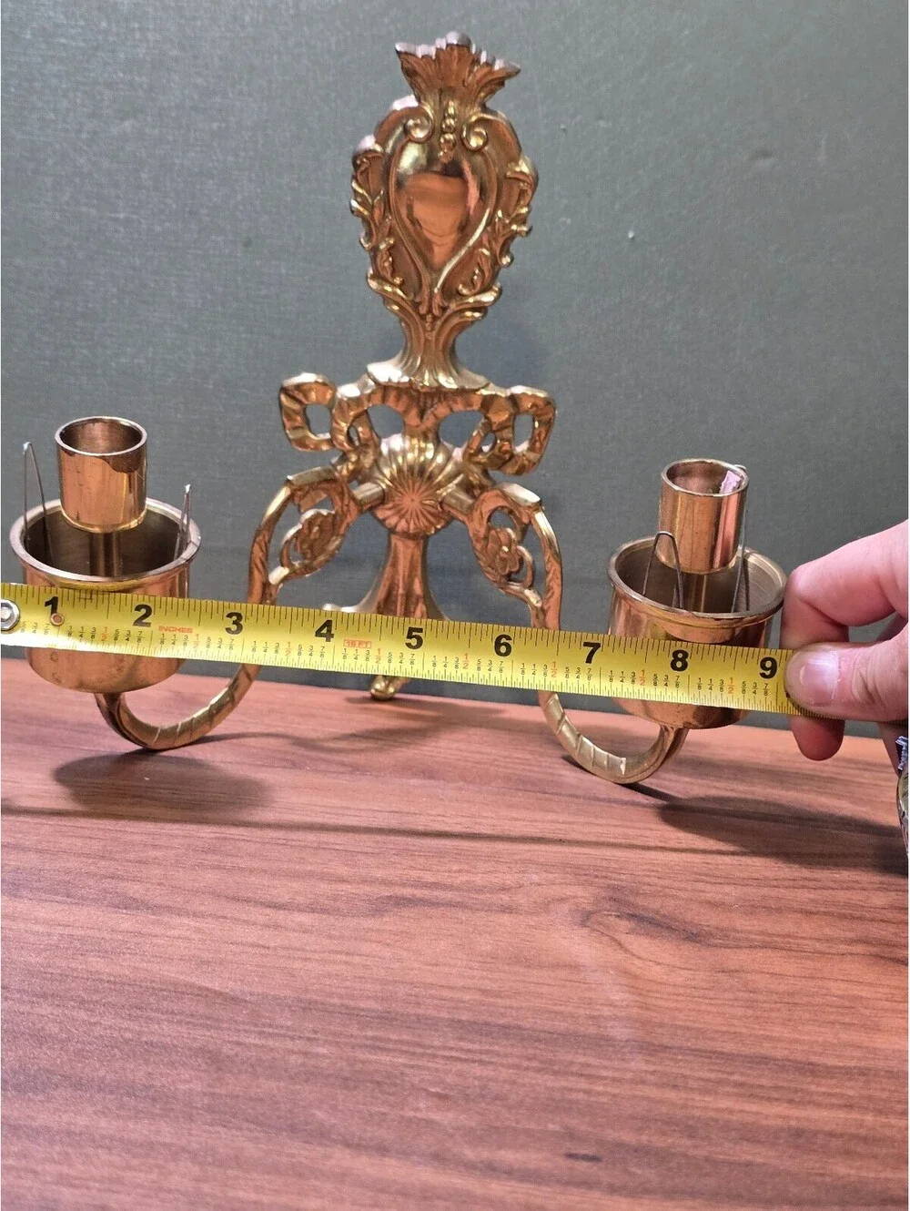 Vintage Brass Double Arm Wall Sconce Louis XVI Hollywood Regency Candle Urn